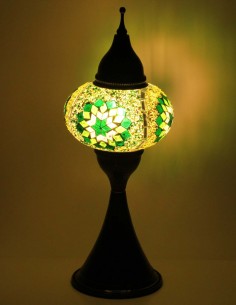 Turkish Mosaic Lamp with green stars, 17 in 2