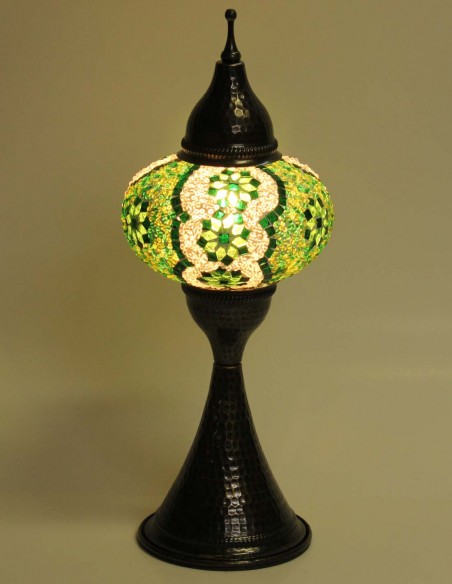 Turkish Mosaic Lamp with green arches, 17 in