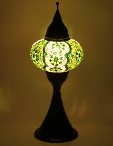 Lampe turque en mosaïque à arches vertes, 17 po