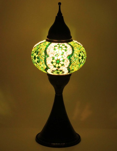Turkish Mosaic Lamp with green arches, 17 in