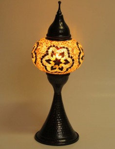 Lampe turque en mosaïque brune à étoile noire, 17 po