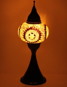 Turkish Brown Mosaic Lamp with a gold medallion, 17 in 2