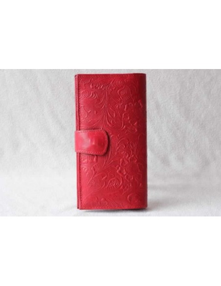 Leather wallet red large pattern 3