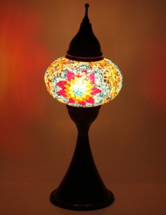Lampe turque en mosaïque à étoile rouge sur fond doré, 17 po 2