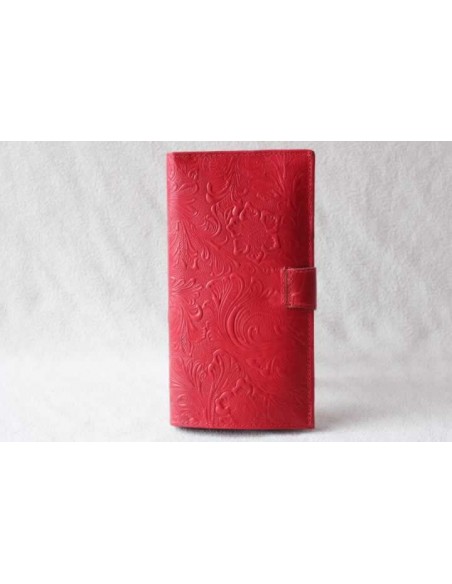 Leather wallet red large pattern 3
