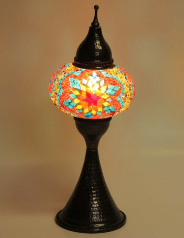 Lampe turque en mosaïque à étoile turquoise et...