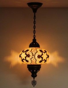Suspension turque en mosaïque à étoiles brunes, Ø 9,5 po