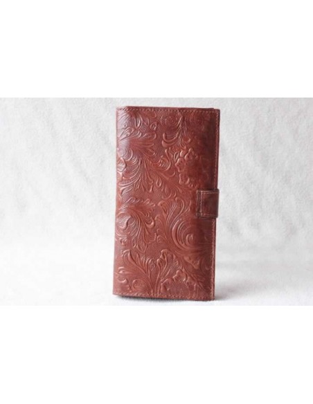 Leather wallet light brown large pattern 3