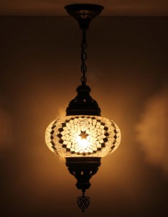 Suspension turque en mosaïque brune à losanges noirs sur... 2