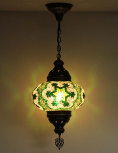 Suspension turque en mosaïque à étoiles vertes, Ø 9,5 po