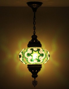 Suspension turque en mosaïque à étoiles vertes, Ø 9,5 po 2