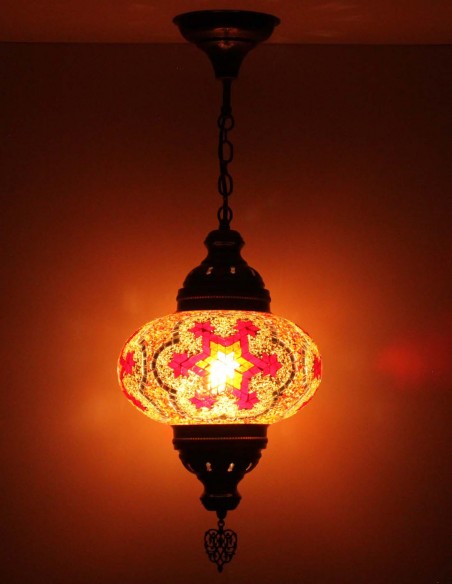 Suspension turque en mosaïque à croix rouges, Ø 9,5 po