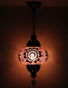 Suspension turque en mosaïque rose à étoile noire, Ø 9,5 po 2