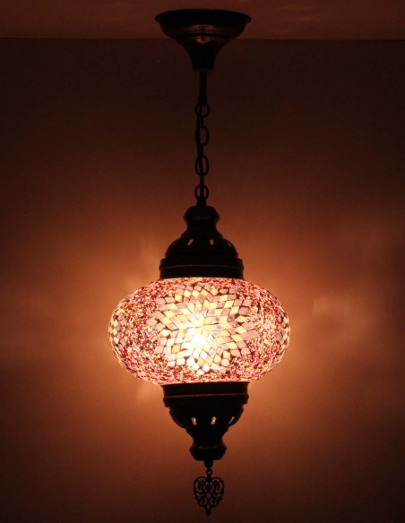 Suspension turque en mosaïque rose pâle, Ø 9,5 po