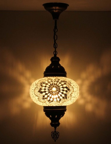 Turkish Mosaic Pendant Lamp with a white...