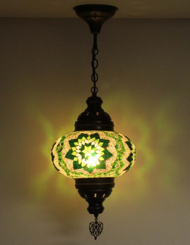 Suspension turque en mosaïque à étoile vert...