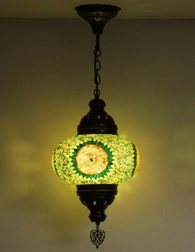 Turkish Lime Green Mosaic Pendant Lamp with a...