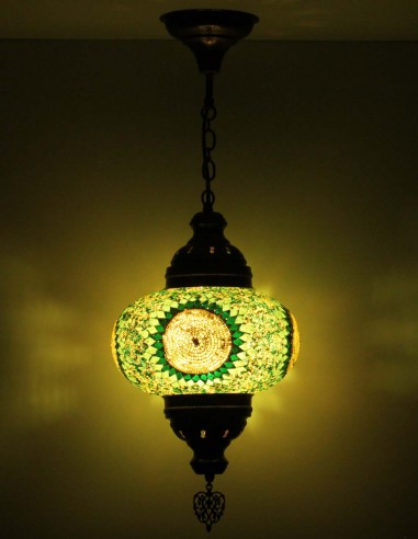 Turkish Lime Green Mosaic Pendant Lamp with a...
