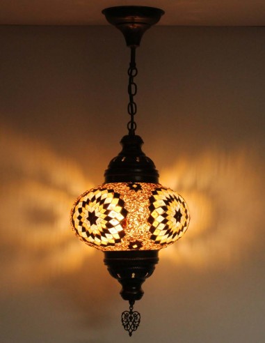 Turkish Brown Mosaic Pendant Lamp with black...