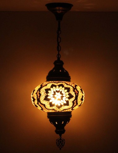 Turkish Brown Mosaic Pendant Lamp with a large...