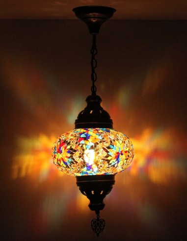 Turkish Mosaic Pendant Lamp, dense multicolor...