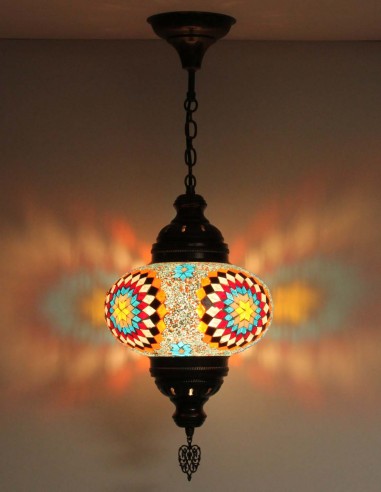 Turkish Mosaic Pendant Lamp with red and black...