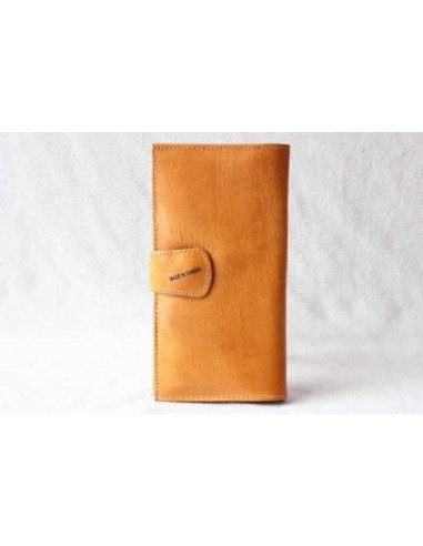 Leather wallet mustard without pattern