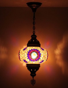 Suspension turque en mosaïque à soleil violet et bleu, Ø... 2