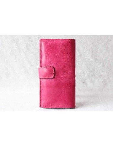 Leather wallet pink without pattern