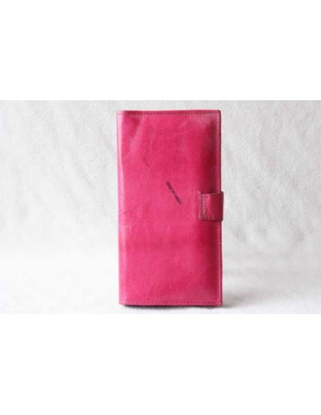 Leather wallet pink without pattern