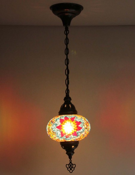 Suspension turque en mosaïque à petits éclats colorés, Ø 6,5 po