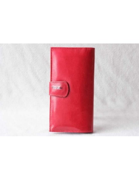 Leather wallet red without pattern