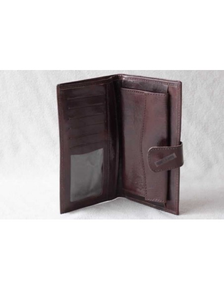 Leather wallet brown without pattern