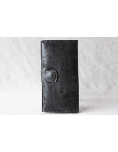 Leather wallet black without pattern
