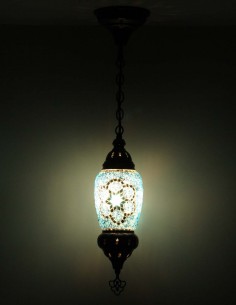 Suspension turque en mosaïque bleu clair, Ø 4 po 2