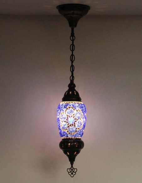 Suspension turque en mosaïque bleu violet, Ø 4 po