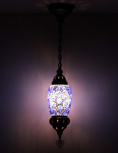 Suspension turque en mosaïque bleu violet, Ø 4 po