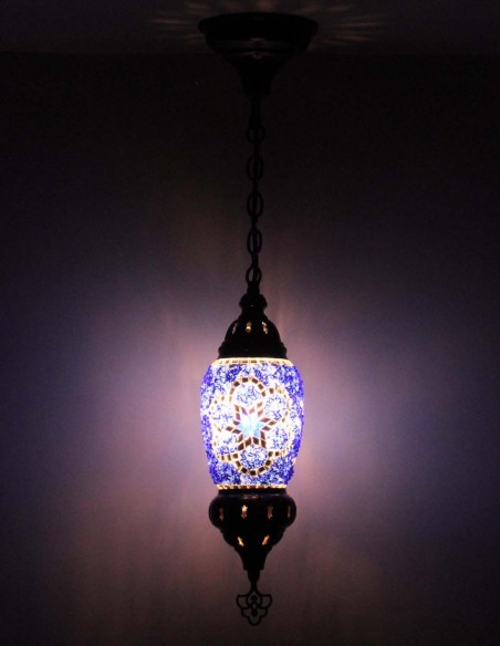 Suspension turque en mosaïque bleu violet, Ø 4 po
