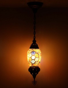 Turkish Mosaic Pendant Lamp with a blue star, 4 in 2