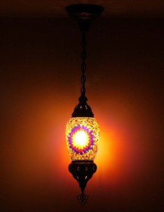 Suspension turque en mosaïque à rosace violette, Ø 4 po 2