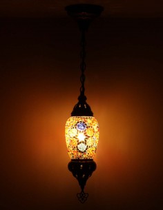 Turkish Mosaic Pendant Lamp with blue and green dots, 4 in 2
