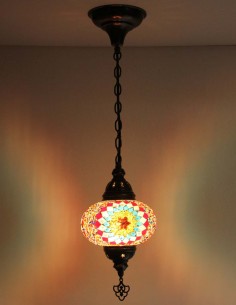 Suspension turque en mosaïque rose à étoile rouge, Ø 6,5 po