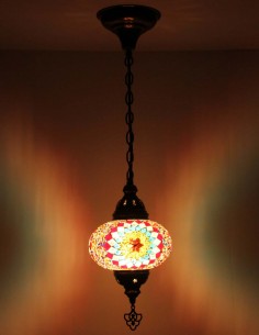 Suspension turque en mosaïque rose à étoile rouge, Ø 6,5 po 2
