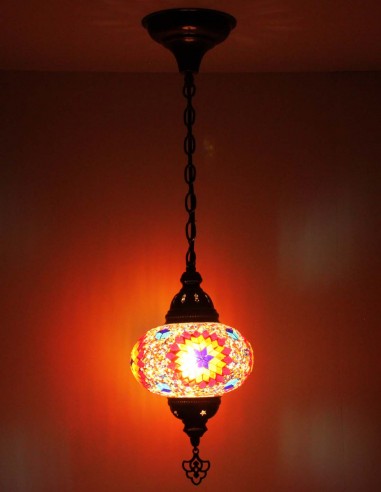 Suspension turque en mosaïque à étoile violette...