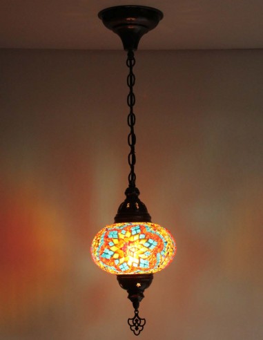 Suspension turque en mosaïque ambrée à éclats...