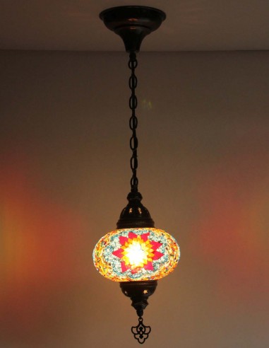 Suspension turque en mosaïque à étoile rouge...