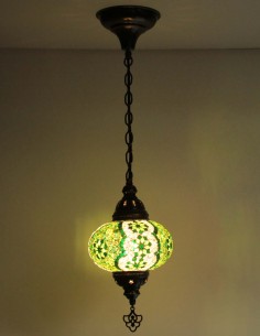 Turkish Mosaic Pendant Lamp in lime green, 6.5 in