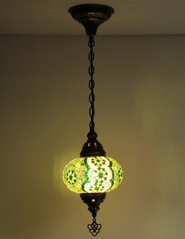 Suspension turque en mosaïque vert anis, Ø 6,5 po