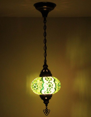 Suspension turque en mosaïque vert anis, Ø 6,5 po