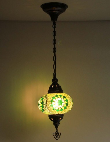 Turkish Green Mosaic Pendant Lamp with a white...